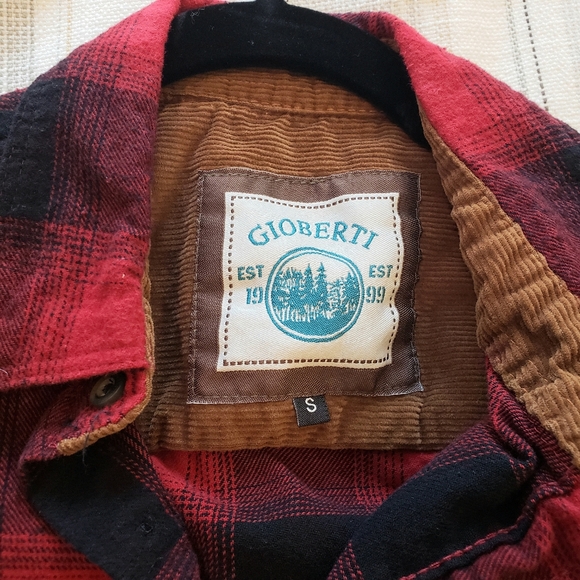 Plaid 100% Cotton Brushed Flannel Shirt with Corduroy Contrast Accents - Picture 2 of 8